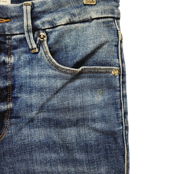 Good American Womens Distressed Skinny Jeans 4/27 Blue Denim - Picture 9 of 12